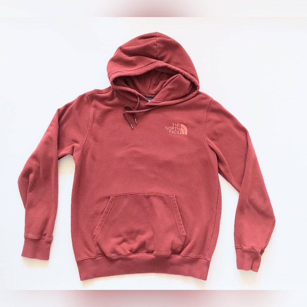 The North Face Logo Pullover Hooded Sweatshirt Maroon Red Mens Size Small